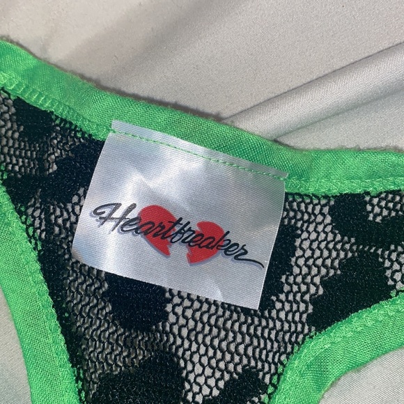 Green and Black cheetah print lace racerback tank top - Picture 3 of 3